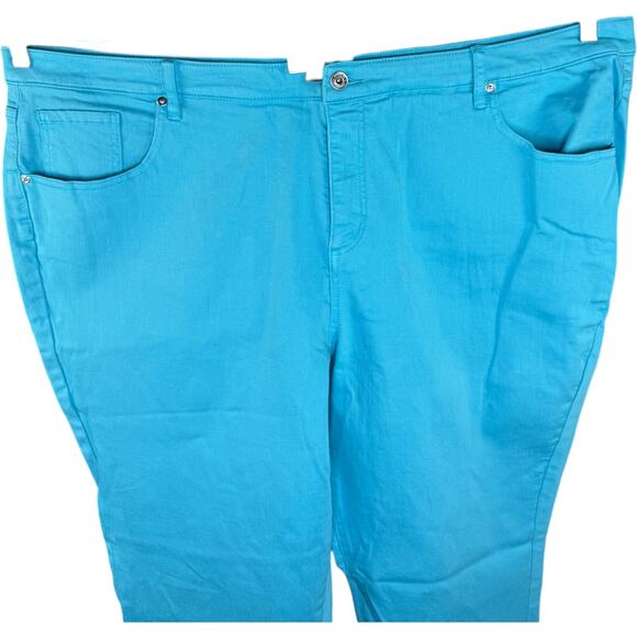 J Jason Wu Regular Colored Denim Straight Leg Cropped Jeans Blue 28W Plus - Picture 2 of 10